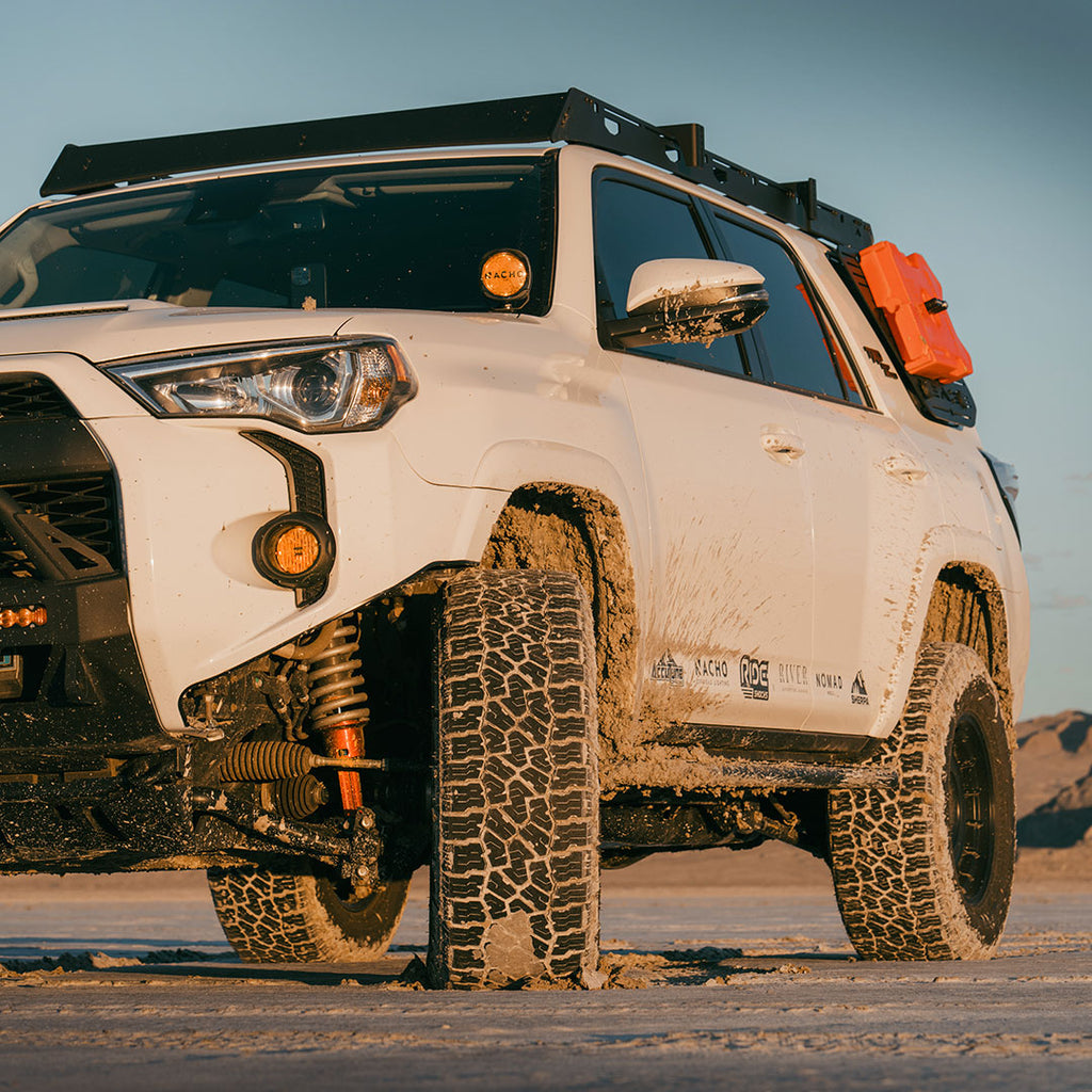 2024 4Runner with Ride Shocks lift kit in the desert at sunset