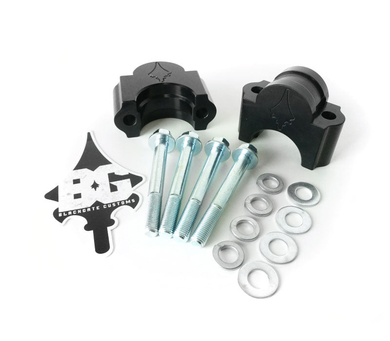 KDSS drop bracket for the rear of 4Runners and GX460s from Black Gate Customs. These KDSS drop brackets are recommended for those with KDSS and want to run long travel shocks. These brackets keep the rear trac bar from hitting the sway bar at full droop.