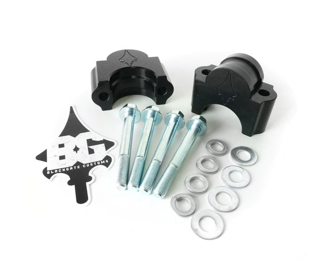 KDSS drop bracket for the rear of 4Runners and GX460s from Black Gate Customs. These KDSS drop brackets are recommended for those with KDSS and want to run long travel shocks. These brackets keep the rear trac bar from hitting the sway bar at full droop.