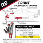 Examples of added weight to the front of a Toyota Tacoma. Choose the best Ride Shocks for your truck depending on how weight has been added to your truck.