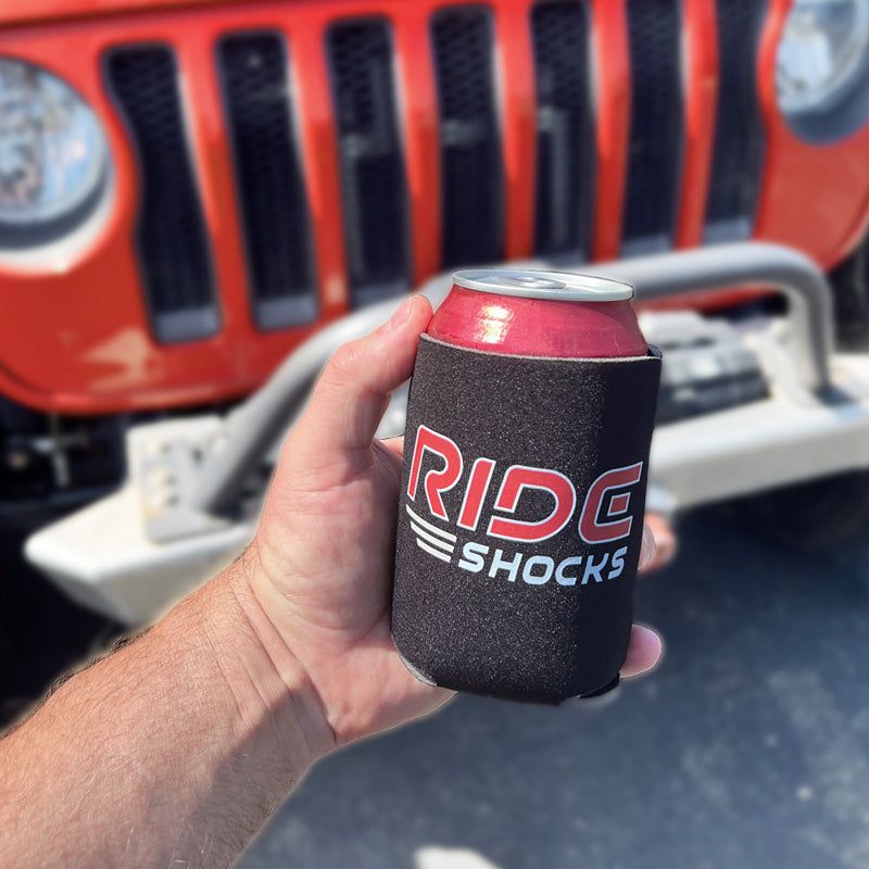 Ride Shocks Koozie, great for keeping your drink cool and hands warm.