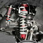 Toyota Tacoma front coilovers from Ride Shocks. These anodized red coilovers provide the ultimate in comfort both on and off-road due to the pre-tuned options. Pair your Ride Shocks with some AccuTune Offroad upper control arms for the ultimate suspension upgrade on your Tacoma.